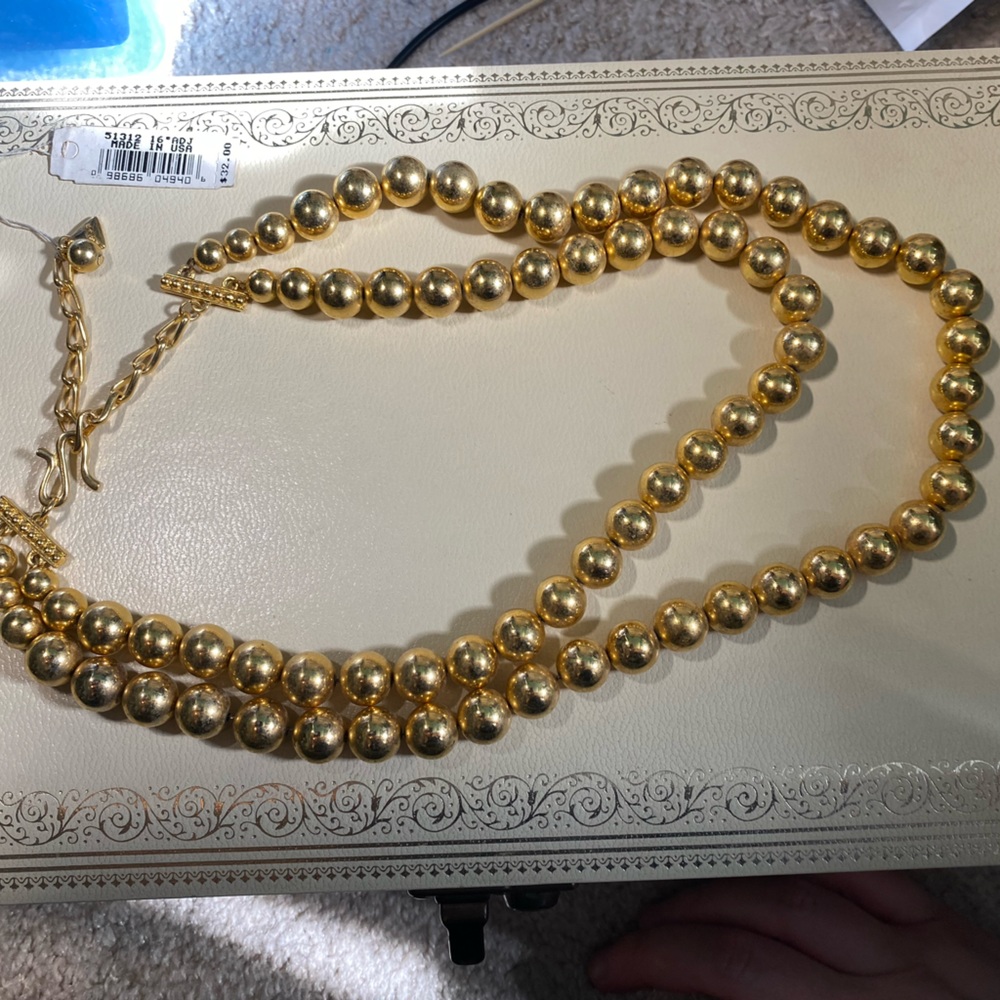 Vintage Liz Claiborne Gold Beaded Necklace